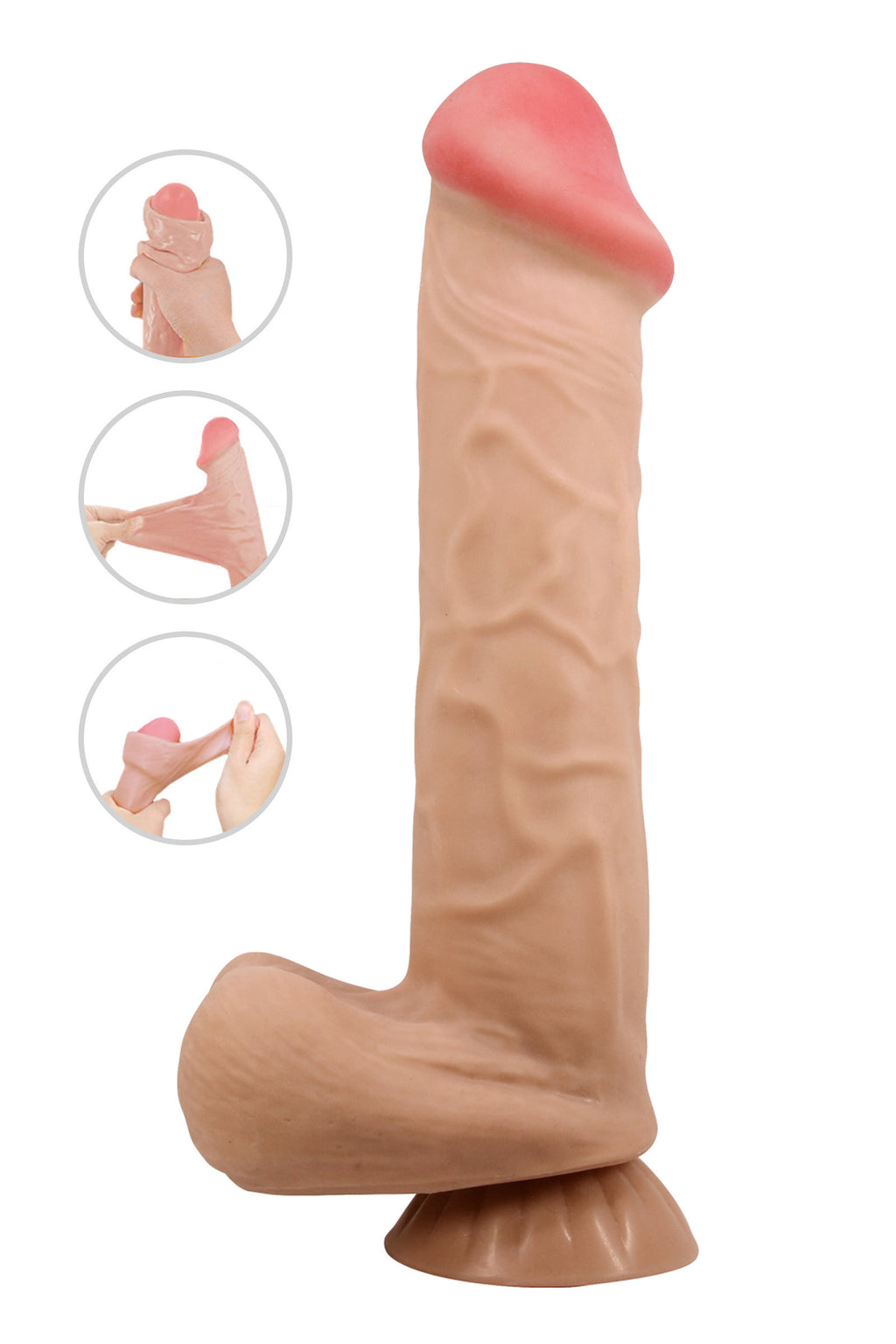 Gode ventouse réaliste à squelette articulé 26cm