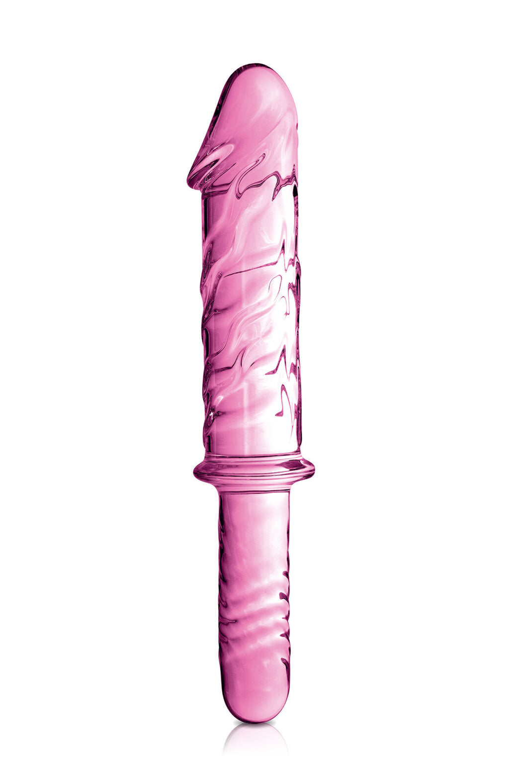Glossy Toys n°12, gode réaliste en verre rose avec poignée 28cm