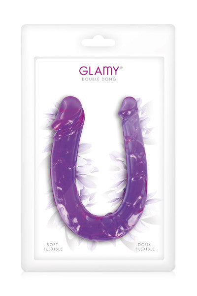 Glamy, double dong flexible vaginal et anal violet 29,5cm