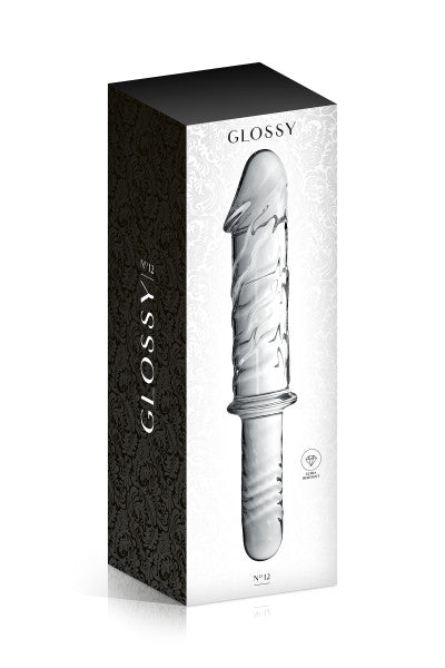 Glossy Toys n°12, gode réaliste en verre avec poignée 28cm