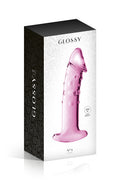 Glossy Toys n°3, gode réaliste en verre rose avec poignée de retrait 18 cm
