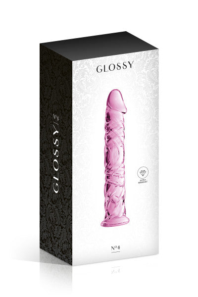 Glossy Toys n°4, gode réaliste en verre rose 16,5 cm