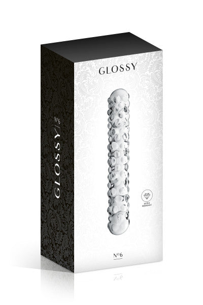 Glossy Toys n°6, double dong en verre perlé 17cm