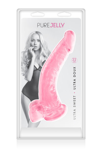Pure Jelly, gode ventouse courbe réaliste rose 22cm