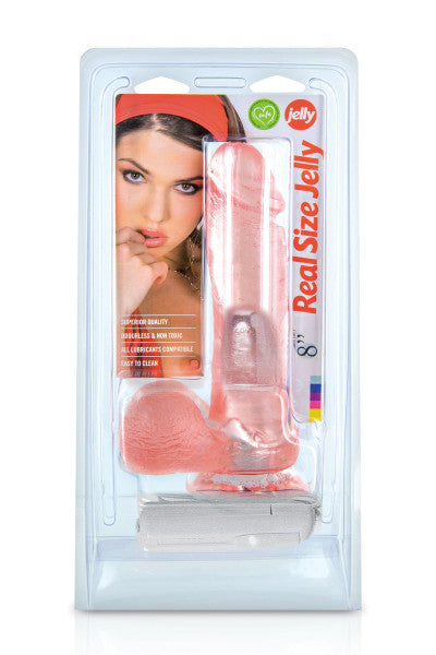 Real Size Jelly 8 inch, gode ventouse réaliste vibrant jelly rose