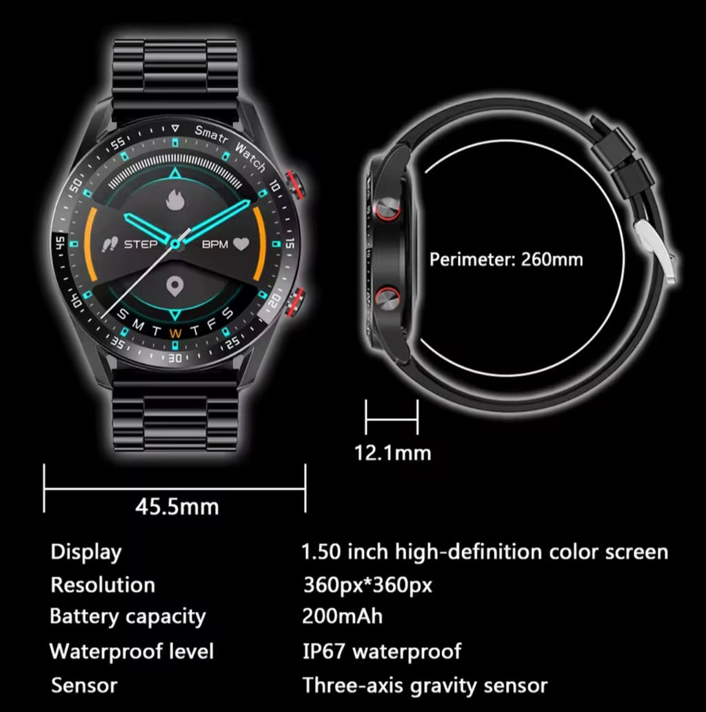 Montre Connectée Bluetooth 2026 – Homme | ECG+PPG, Appel, Écran HD 360×360