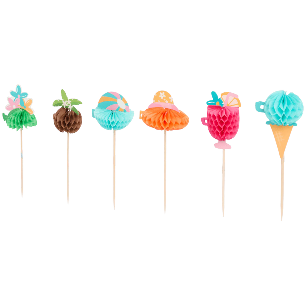 Bâtonnets à Cocktail Décoratifs Nid d'Abeille – Set de 24 | Motifs Tropicaux