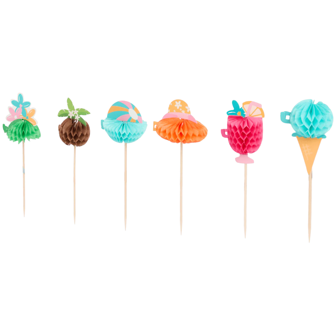 Bâtonnets à Cocktail Décoratifs Nid d'Abeille – Set de 24 | Motifs Tropicaux