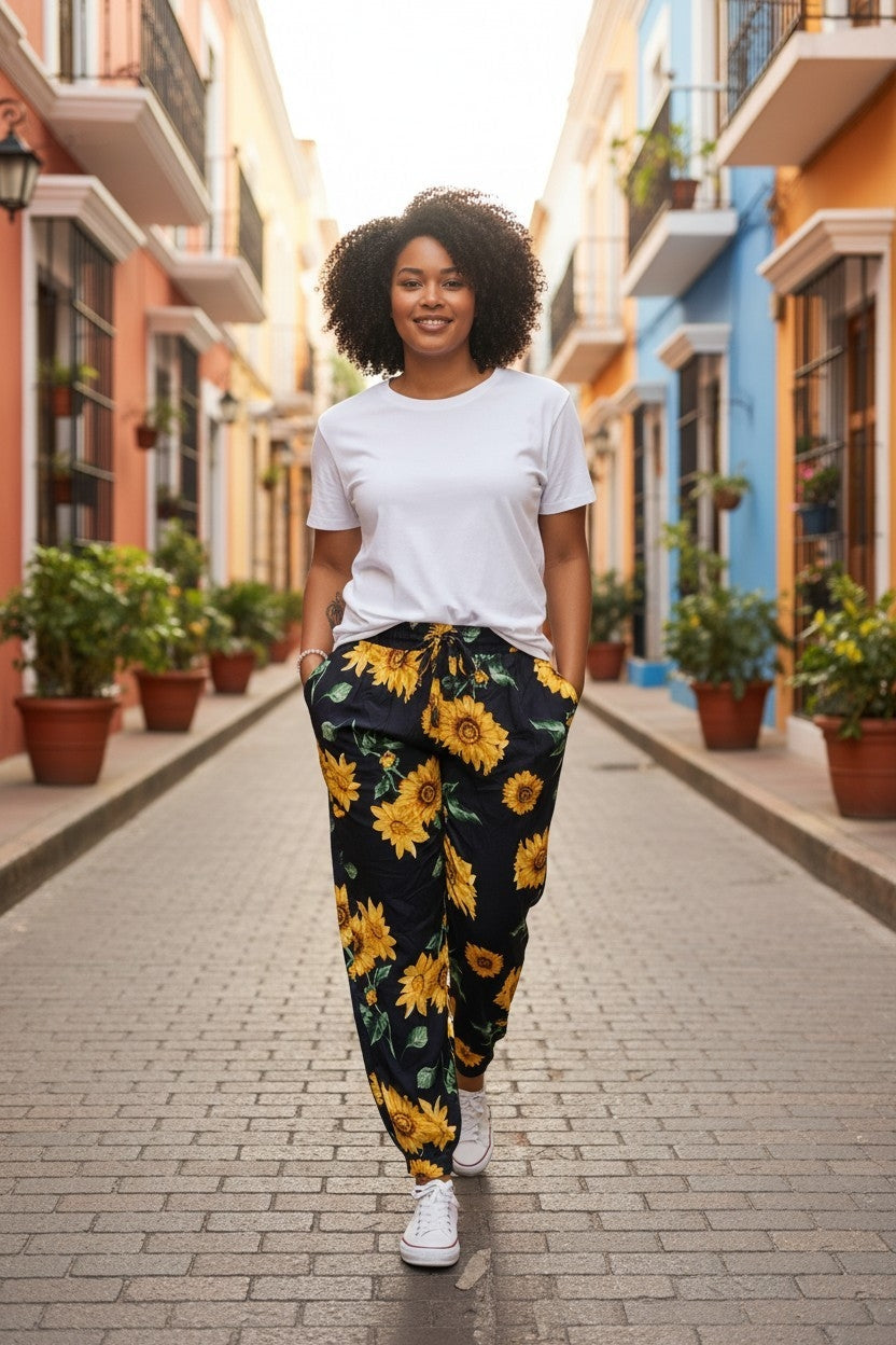 Pantalon Large Palazzo Imprimé Taille Unique