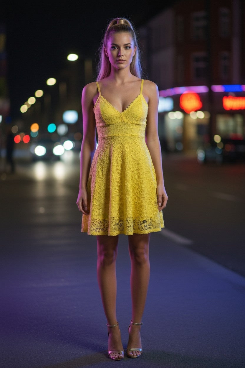 Robe Courte en Dentelle - Divers Coloris Taille unique