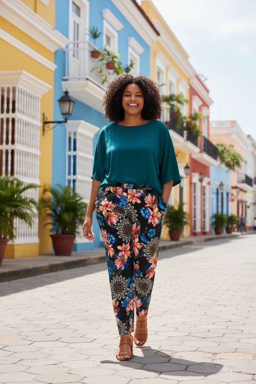 Pantalon Large Palazzo Imprimé Taille Unique