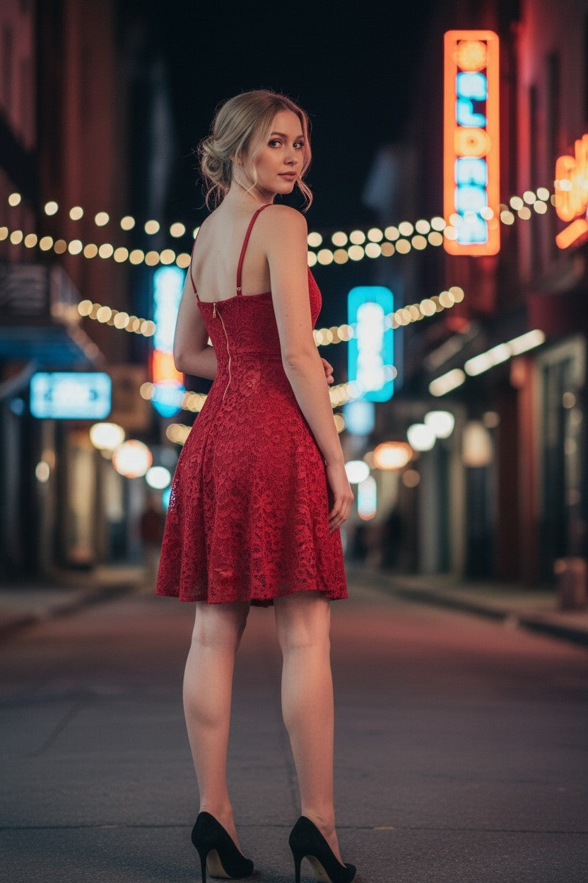 Robe Courte en Dentelle - Divers Coloris Taille unique