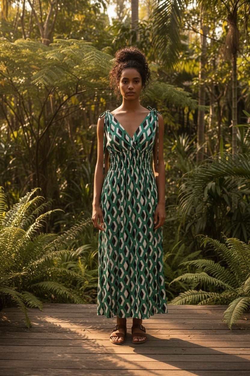 Robe Maxi Imprimé Géométrique