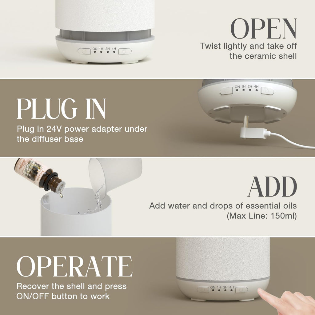 Diffuseur Huile Essentielle - Blanche Élégance