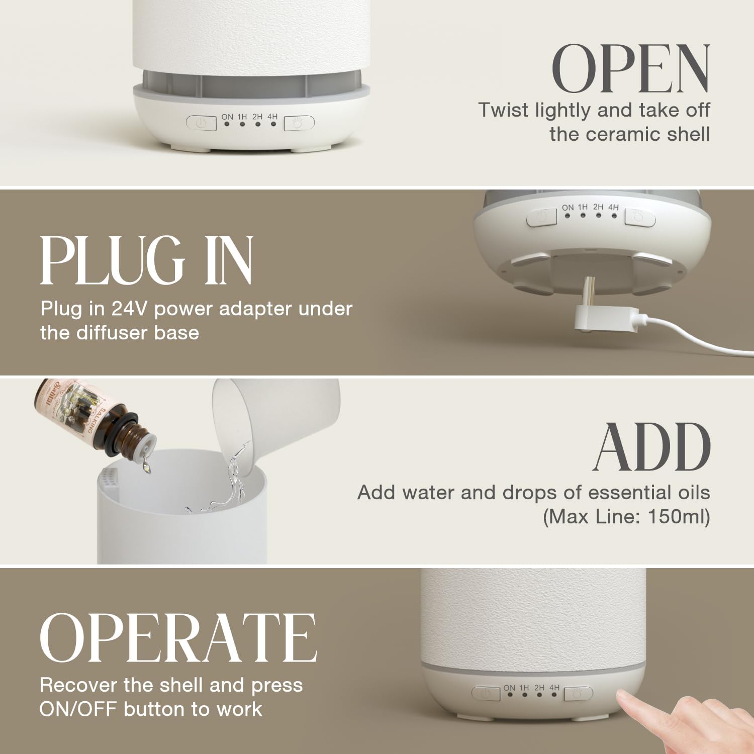 Diffuseur Huile Essentielle - Blanche Élégance