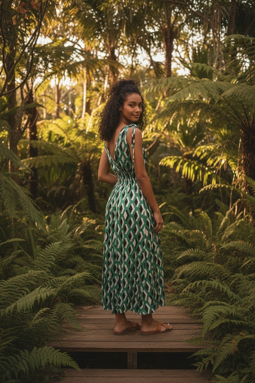 Robe Maxi Imprimé Géométrique