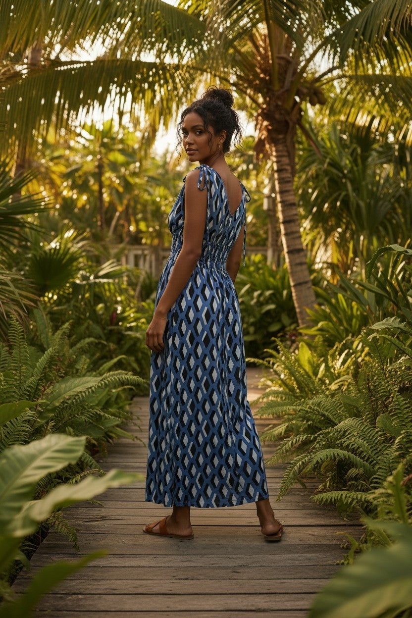 Robe Maxi Imprimé Géométrique