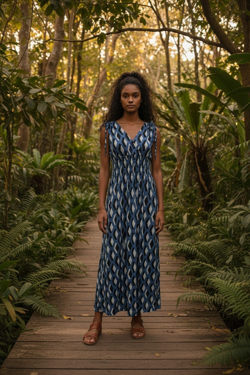 Robe Maxi Imprimé Géométrique