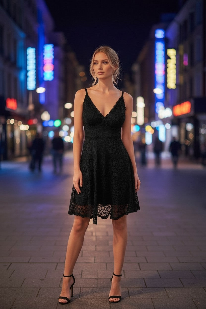 Robe Courte en Dentelle - Divers Coloris Taille unique