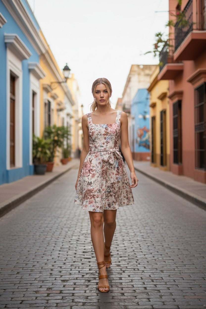 Robe Fleurie à Bretelles taille unique