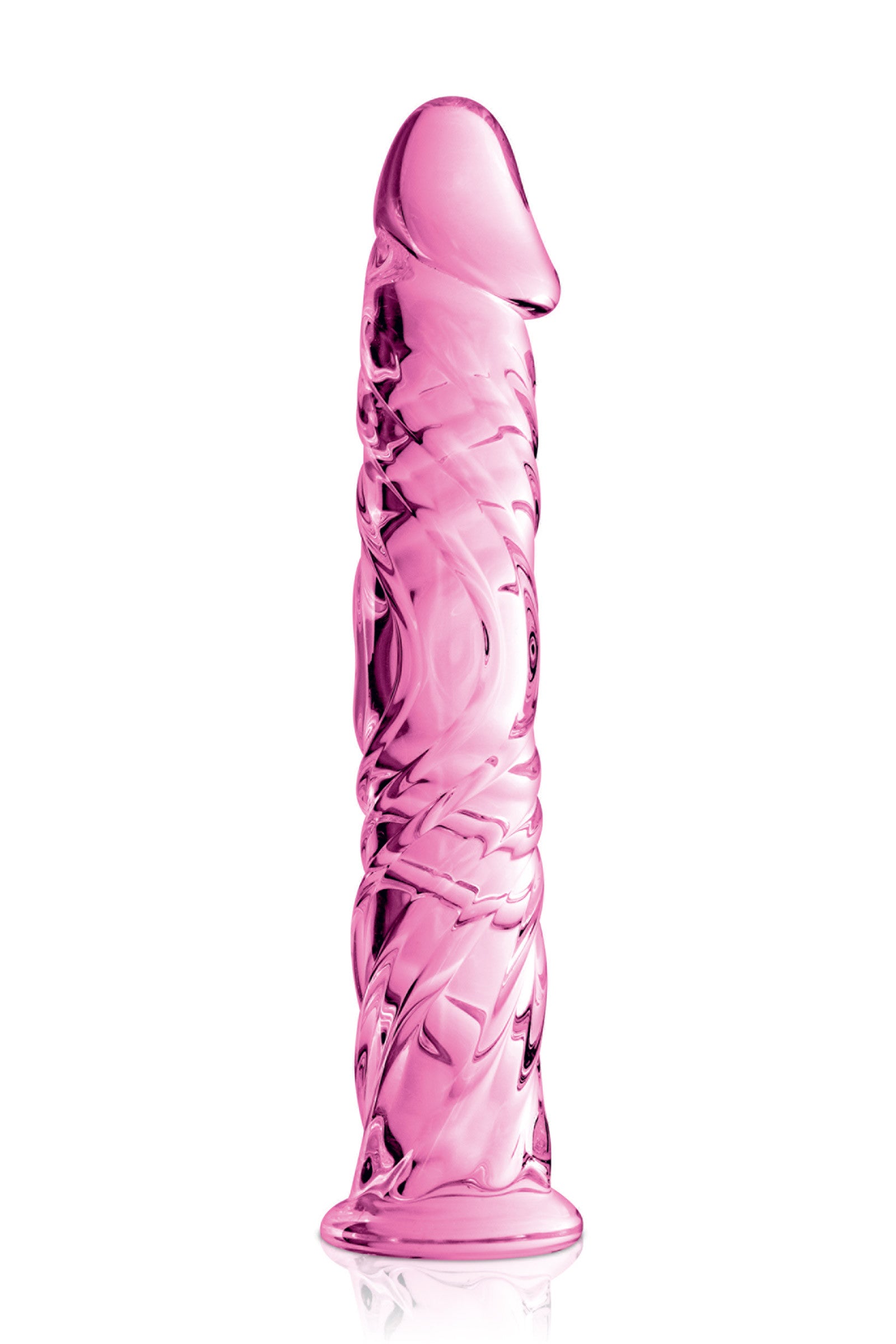 Glossy Toys n°4, gode réaliste en verre rose 16,5 cm