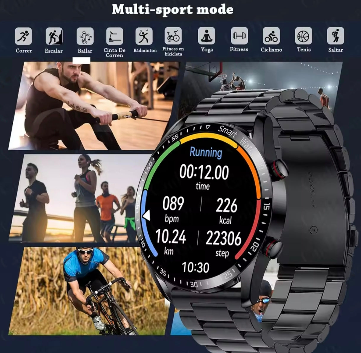 Montre Connectée Bluetooth 2026 – Homme | ECG+PPG, Appel, Écran HD 360×360