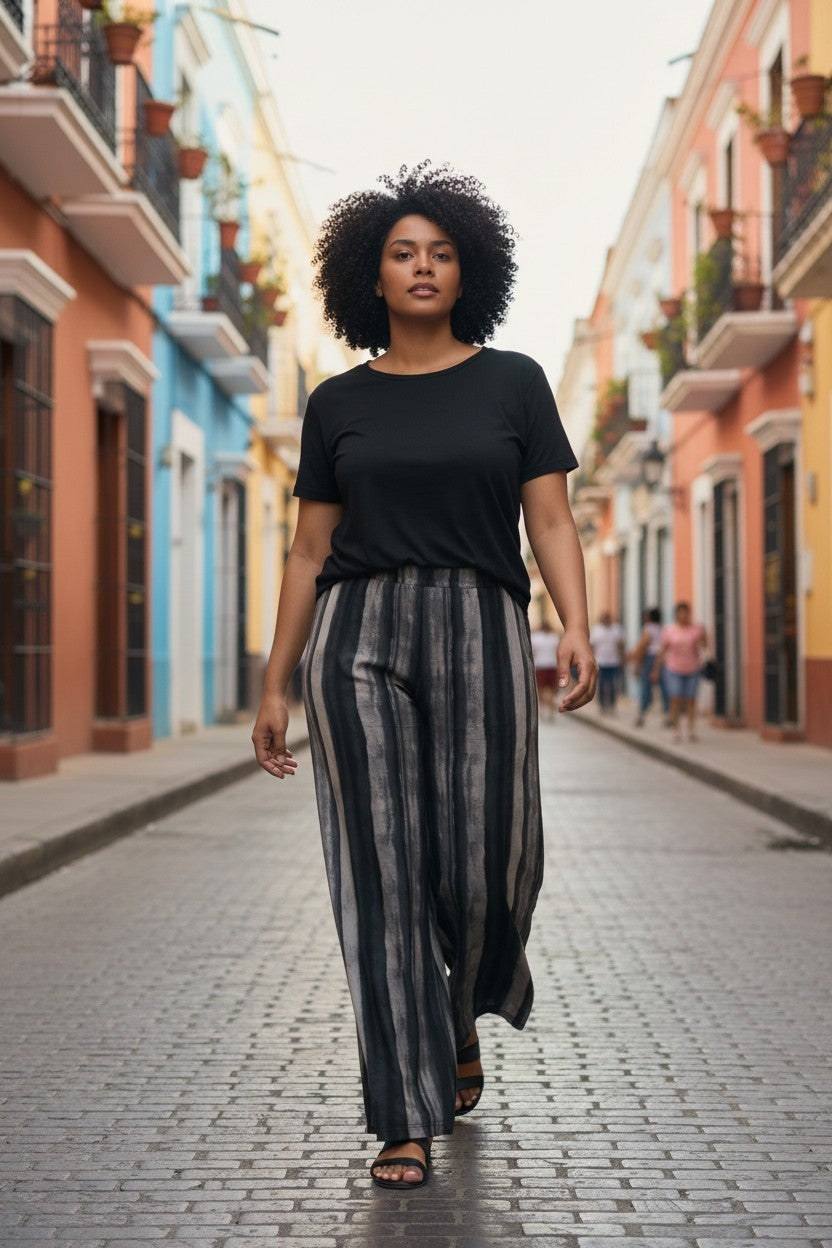 Pantalon Large Palazzo Imprimé Taille Unique