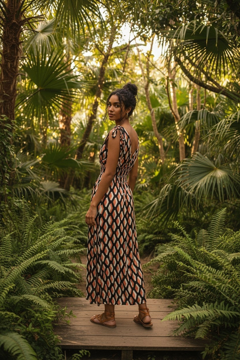 Robe Maxi Imprimé Géométrique