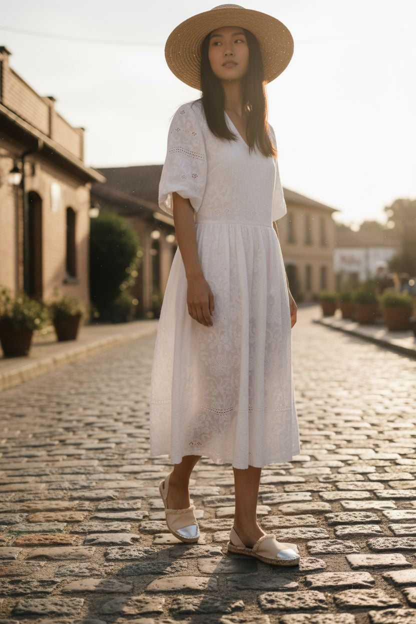 Espadrilles beiges Argentées Compensées