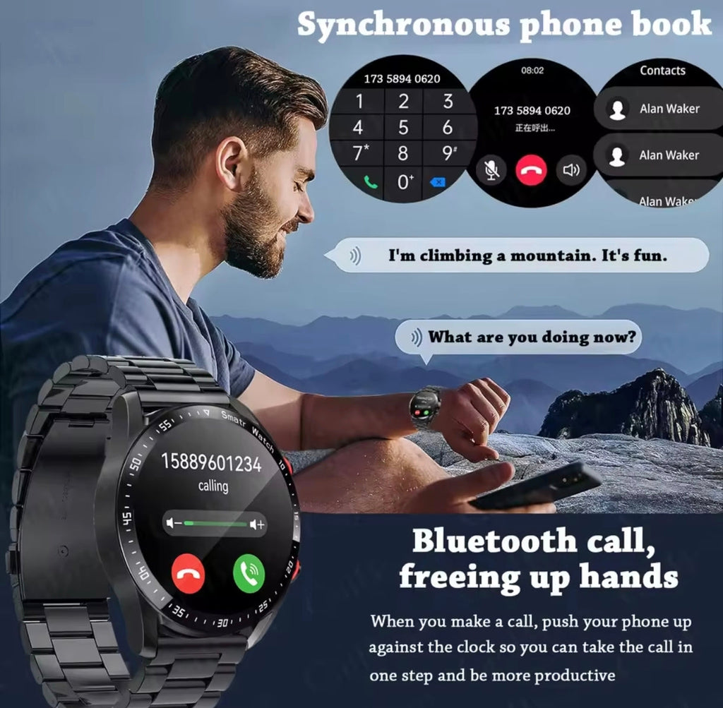 Montre Connectée Bluetooth 2026 – Homme | ECG+PPG, Appel, Écran HD 360×360