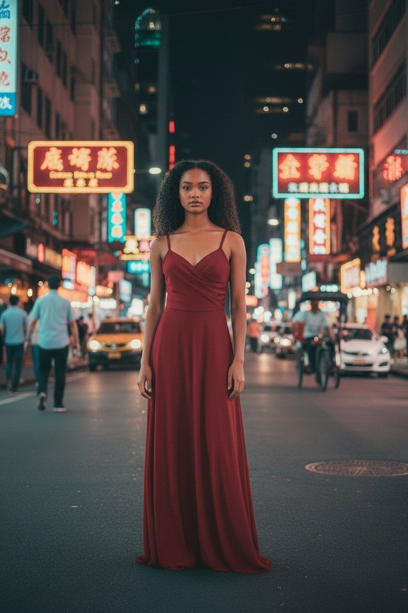 Robe Longue Élégante à Bretelles taille unique