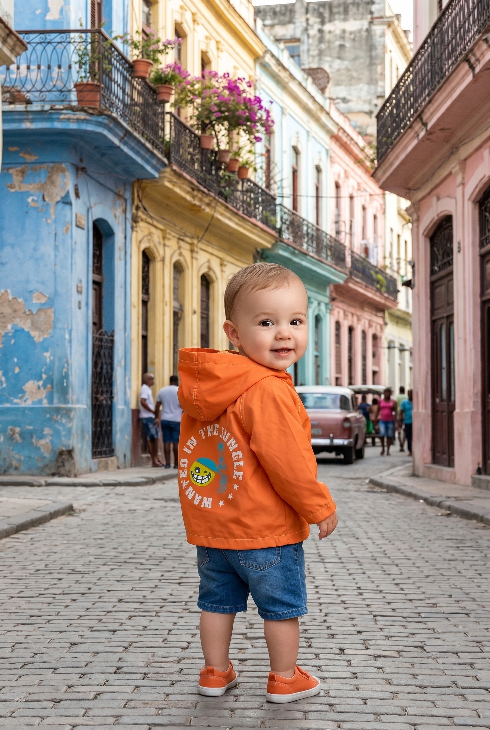 Coupe-vent imperméable bébé garçon - Orange Jungle
