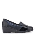 Mocassin Compensé Femme Médicus – Cuir & Vernis Noir