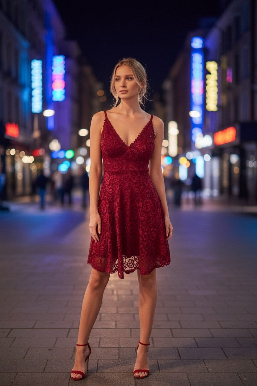 Robe Courte en Dentelle - Divers Coloris Taille unique