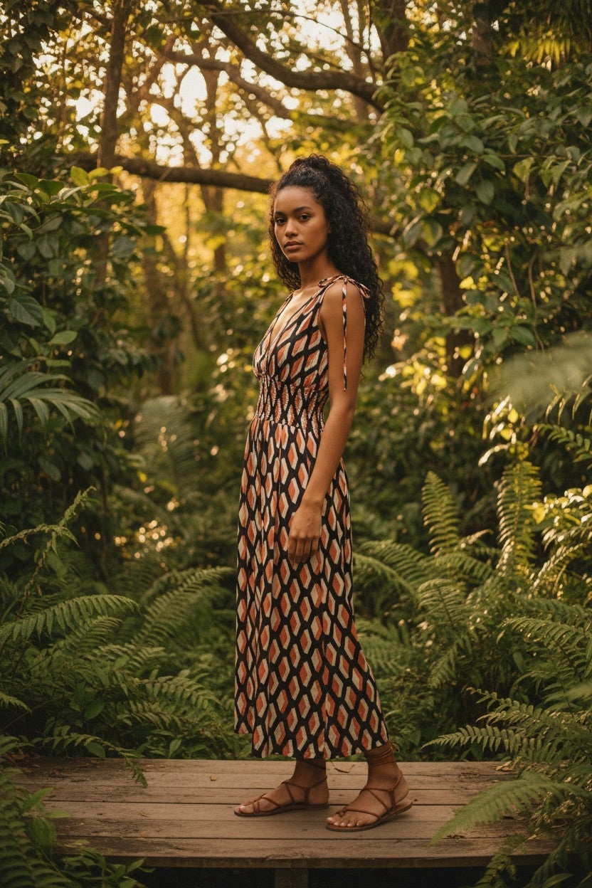 Robe Maxi Imprimé Géométrique