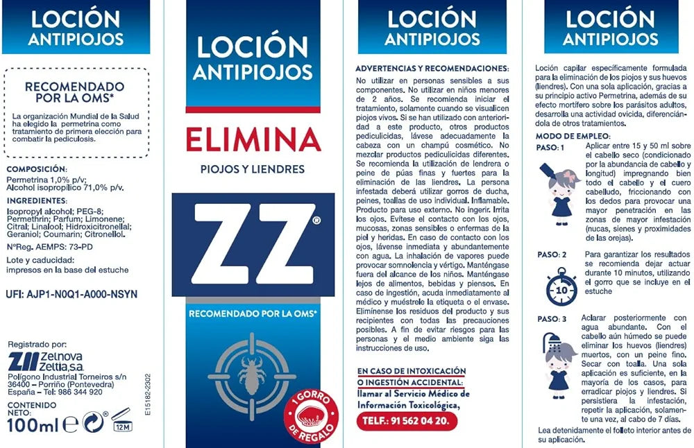 ZZ Loción Antipiojos – Élimine Poux et Lentes en 1 Application