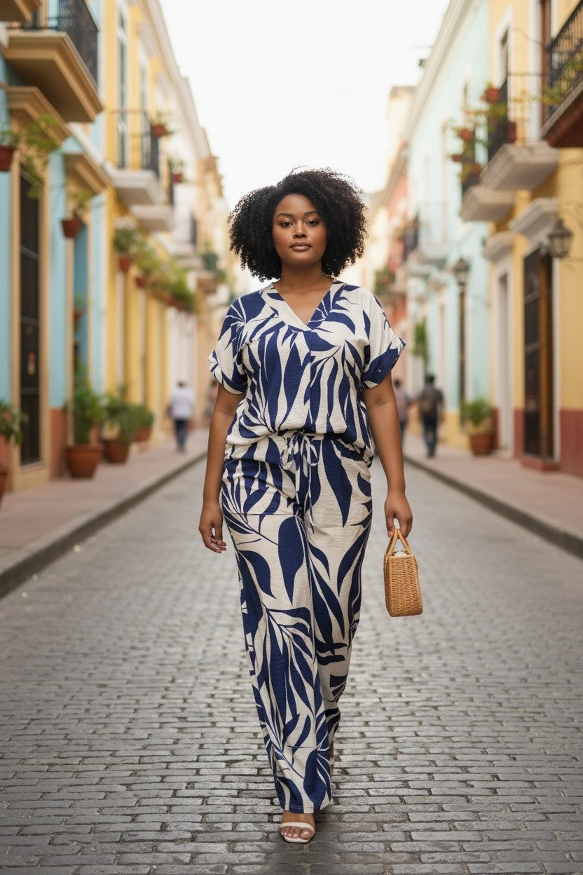 Ensemble 2 Pièces Imprimé Feuilles