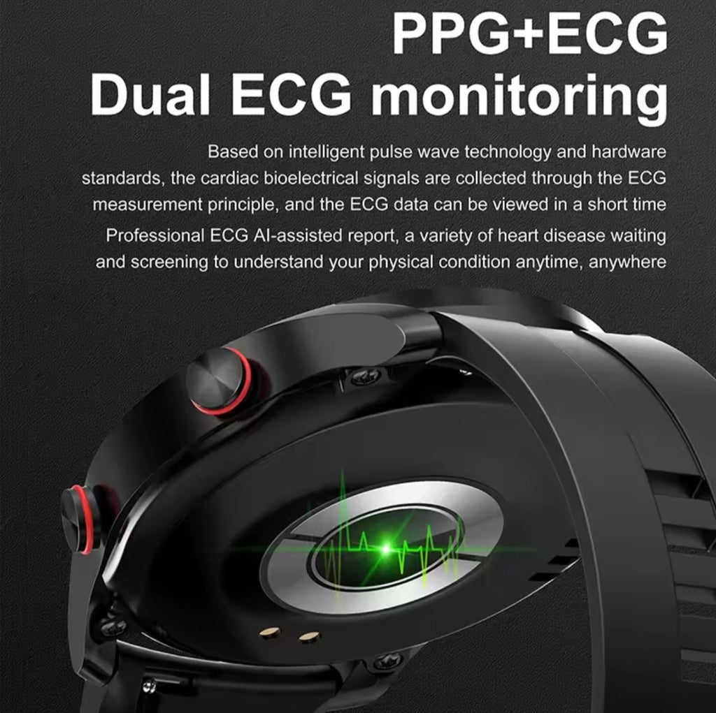 Montre Connectée Bluetooth 2026 – Homme | ECG+PPG, Appel, Écran HD 360×360
