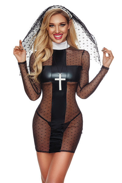 TENUE NONNE SEXY 4 PCS NOIR T.U